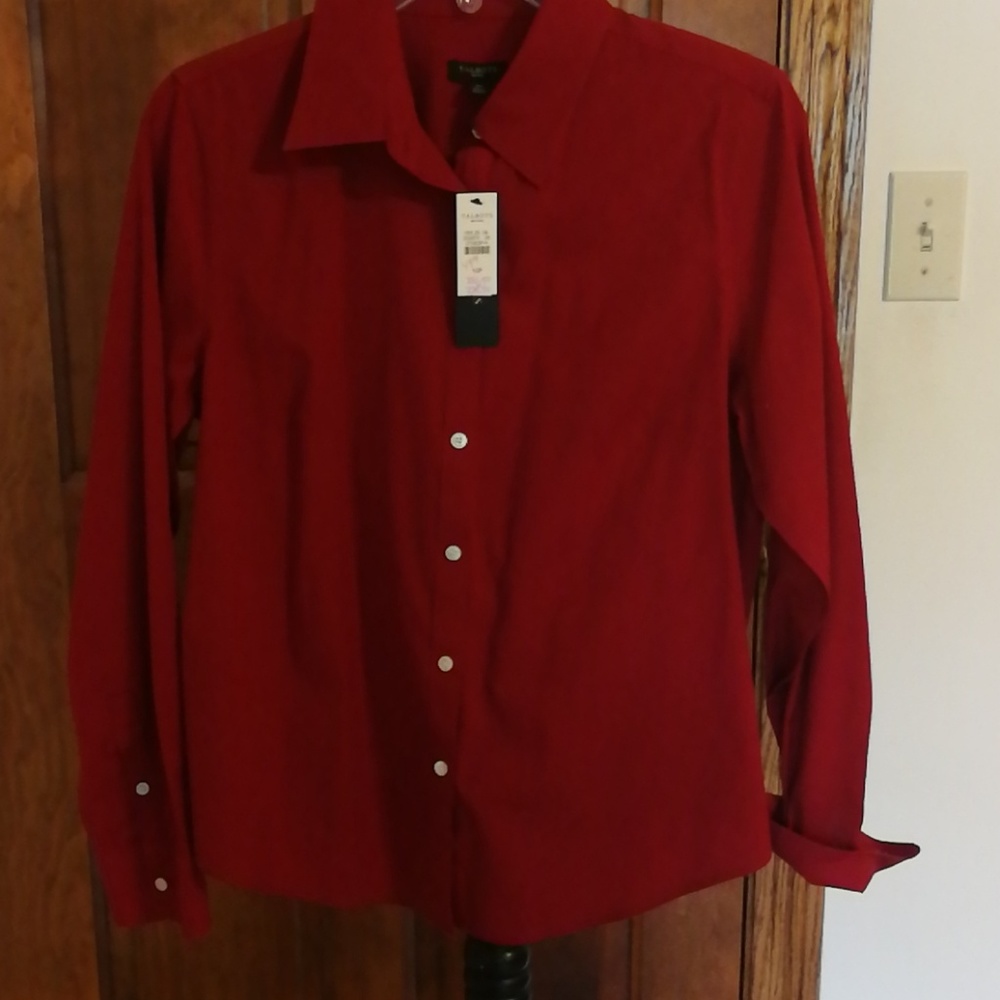 NWT Talbots 10P wrinkle resistant red blouse